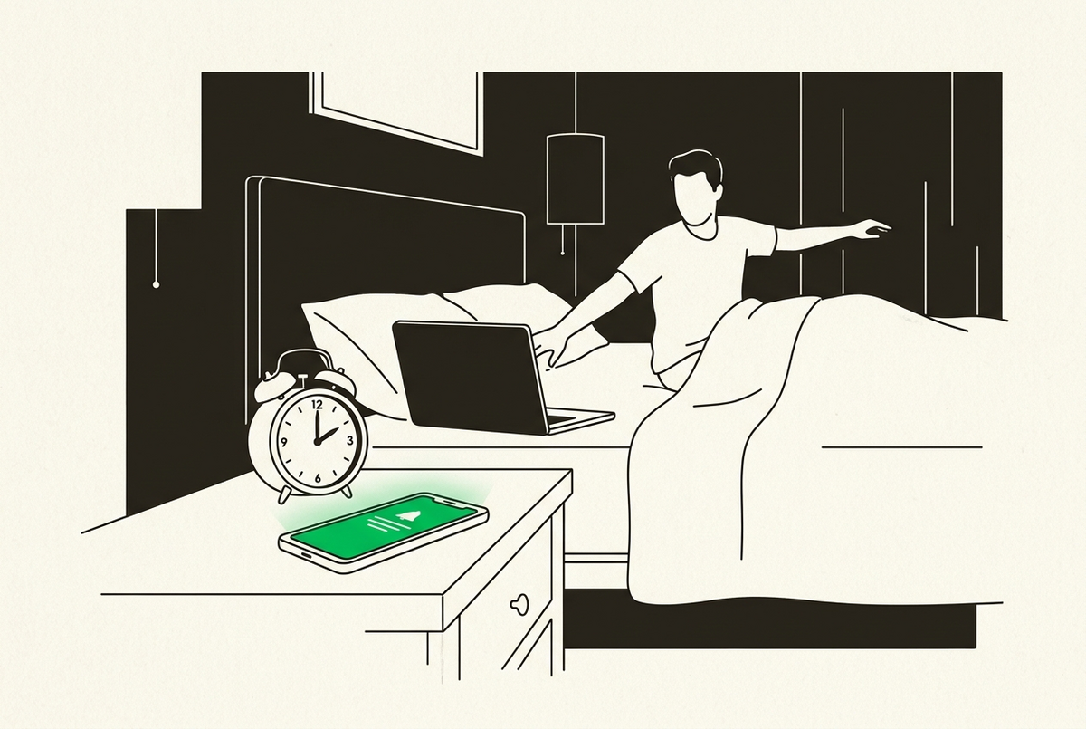 An alarm going off at night, representing an on-call fix