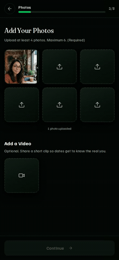Building a profile with photos and a short video